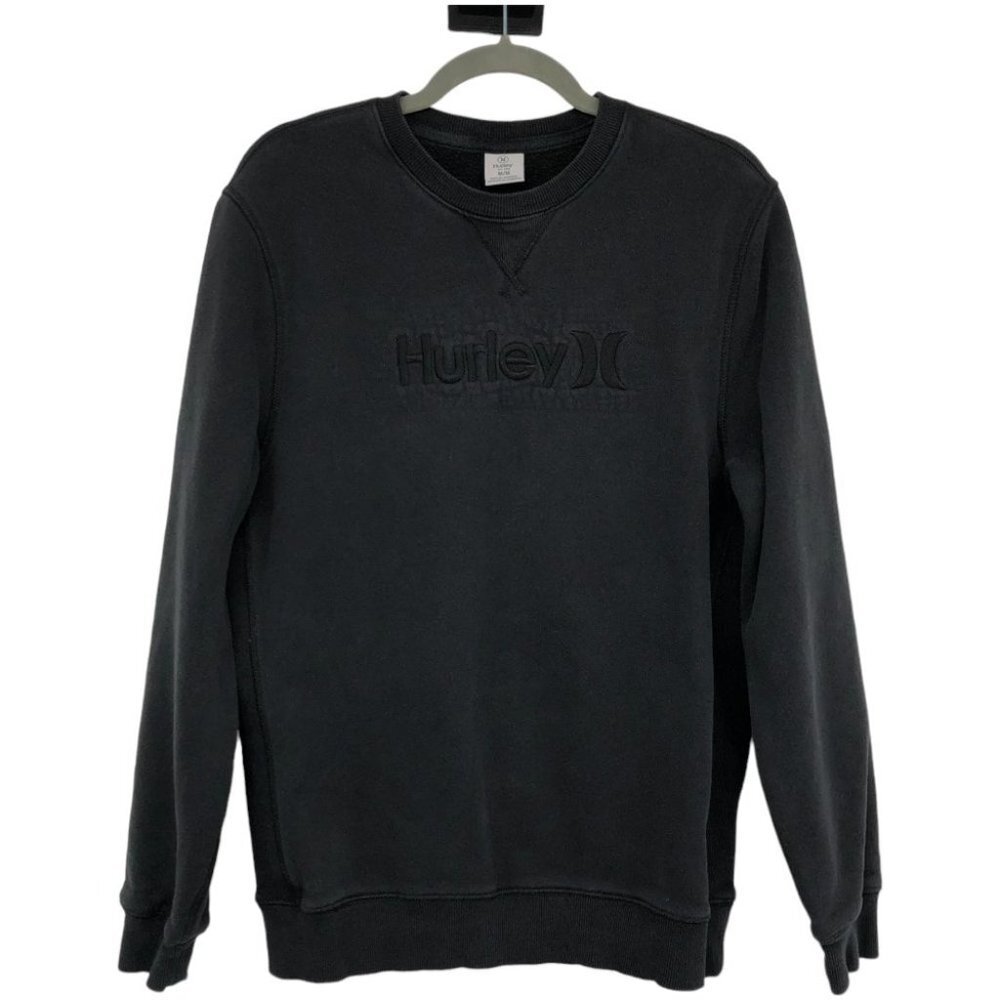 Hurley men's Black monogram logo front crewneck pullover sweater M